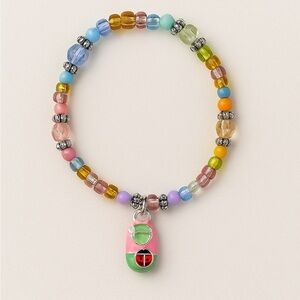 ⚜️💕 Kid’s Colorful Beaded Bracelet with Ladybug Charm 🐞🌺💫